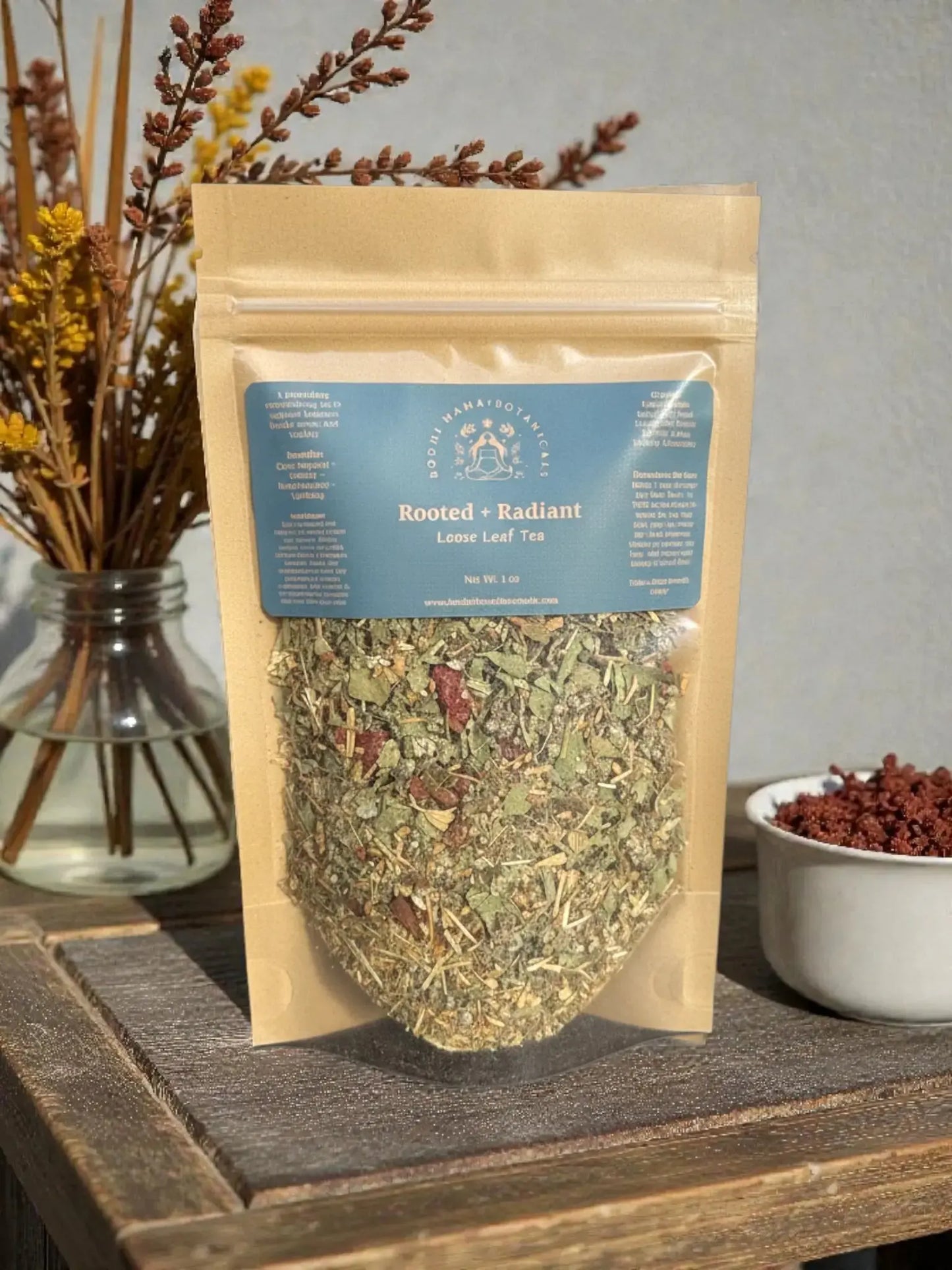 Rooted + Radiant Loose Leaf Herbal Tea Blend Bodhi Mama Botanicals